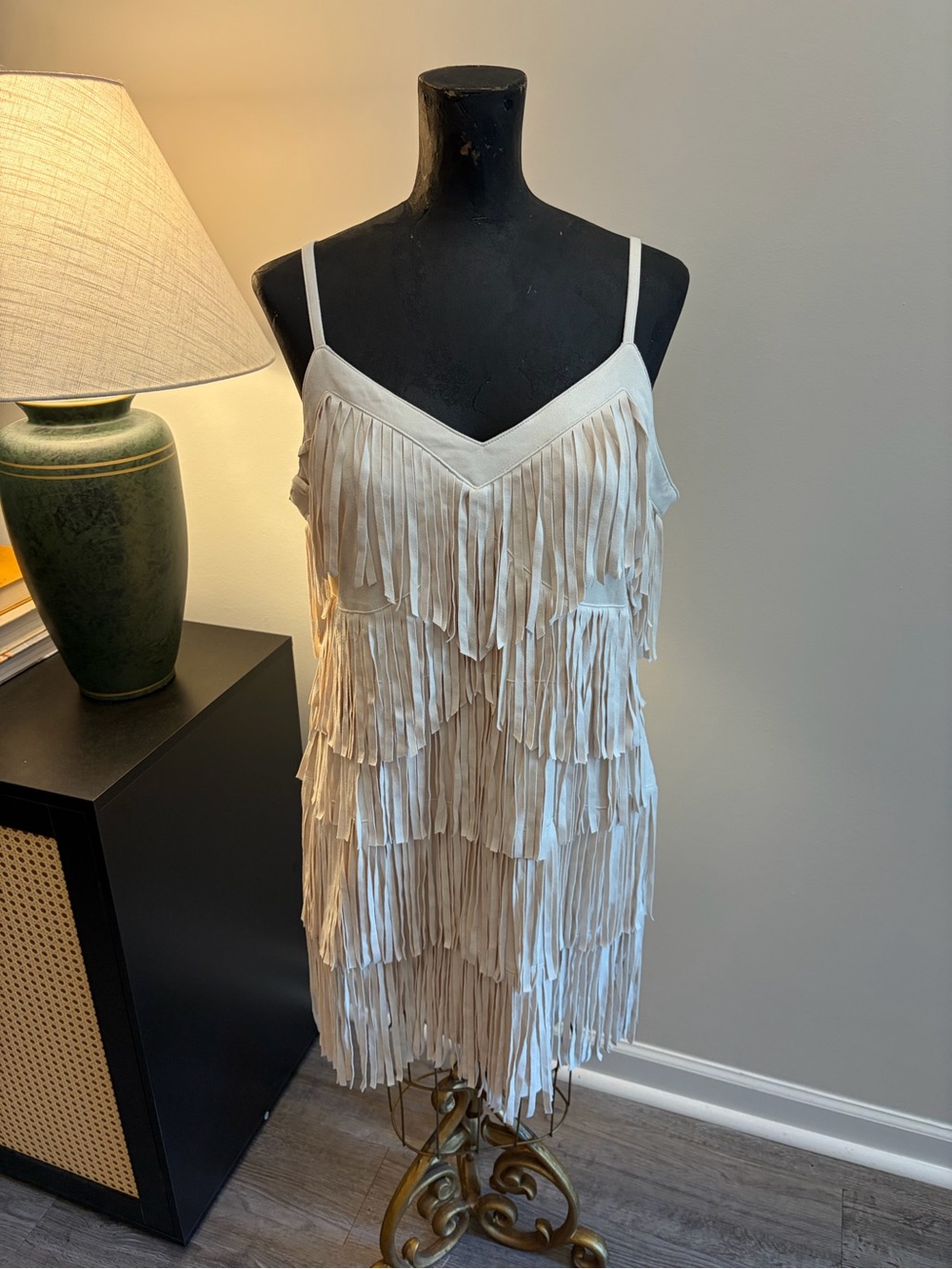 Idyllwind Brixworth Country Cowgirl Faux Suede Fringe Cream Mini Dress Medium - Picture 3 of 14
